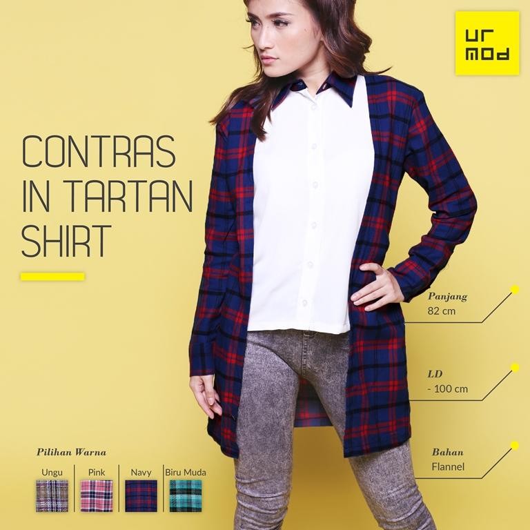 Blouse Wanita - Contras In Tartan Shirt