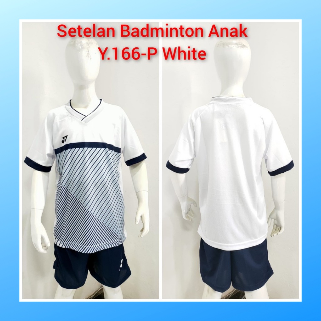 Kaos badminton anak laki-laki jersey bulutangkis baju celana setelan jersy perempuan stelan t-shirt outfit seragam kostum print olahraga casual suit pakaian jarsey oblong apparel sports jersi sudirman thomas uber cup bulu tangkis ST.Y166 putih polos