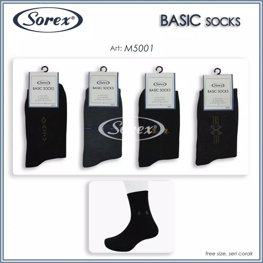 kaos kaki basic formal pria sorex m 5001 5002 5003 5004 5005 ankle sneaker socks