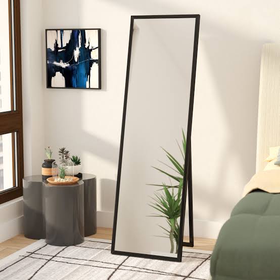 kaca cermin 50 x 130 cm berdiri home decor standing mirror medan - Hitam