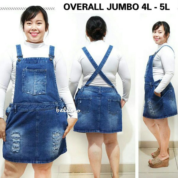 OVERALL JEANS ROK PENDEK JUMBO 4L - 5L WEARPACK JEANS ROK JUMBO