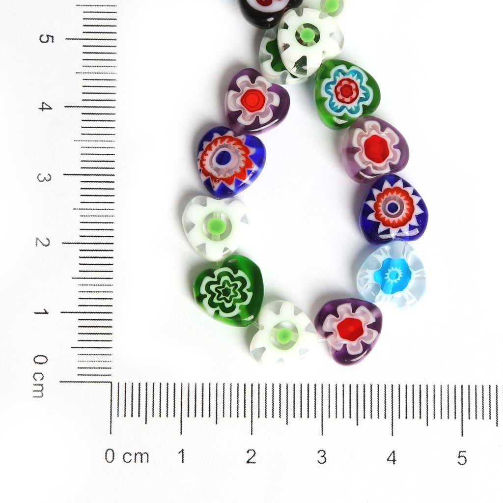 8/10mm Grosir Manik-Manik Kaca Cantik Lover Bentuk Hati Millefiori Bunga Lampwork Glass Beads