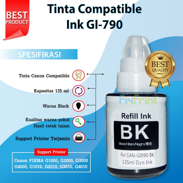 Tinta Compatible Canon 790 GI790 gi790 Printer G1000 G2000 G3000 G4000