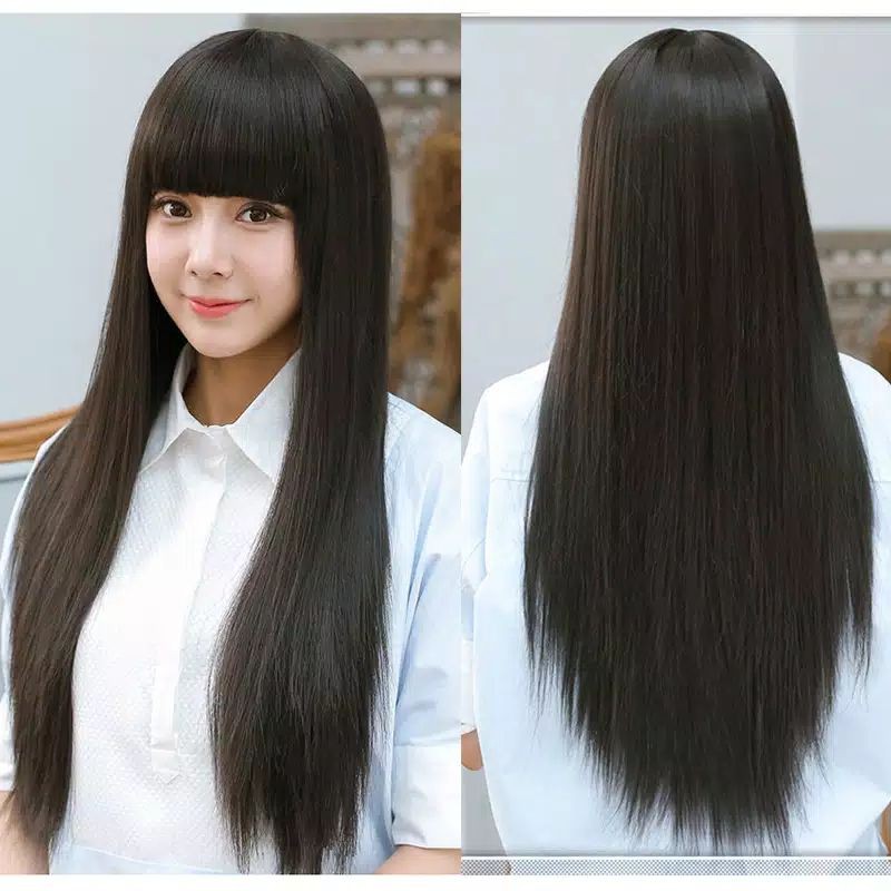 Jual WIG COSPLAY LURUS HITAM 60 cm Shopee Indonesia