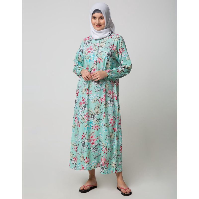 L - ori full tag daster muslim st.yves baju tidur st.yves navy daster panjang st.yves