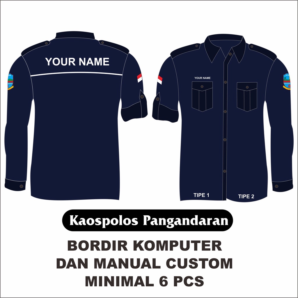 Jual Kemeja Seragam Costum / Kemeja Lapangan / Kemeja Bordir Bebas