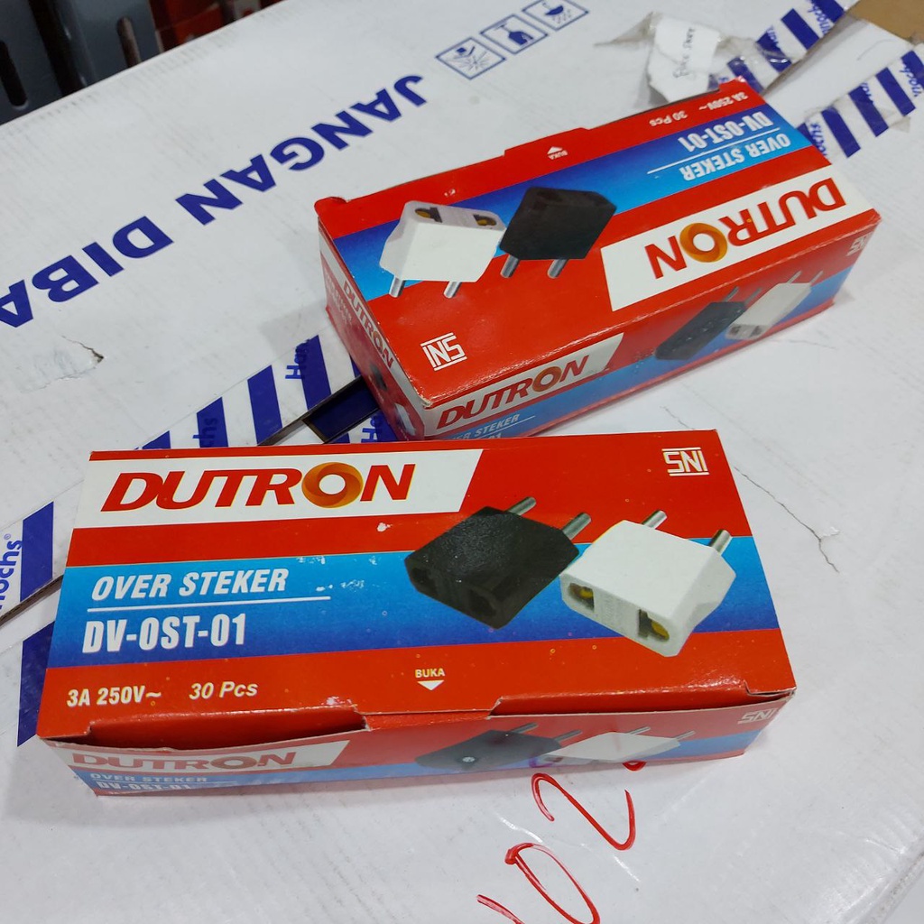 DUTRON Over Steker Lubang 2 / Sambungan Colokan Pipih - 1 Box / 30 Pcs