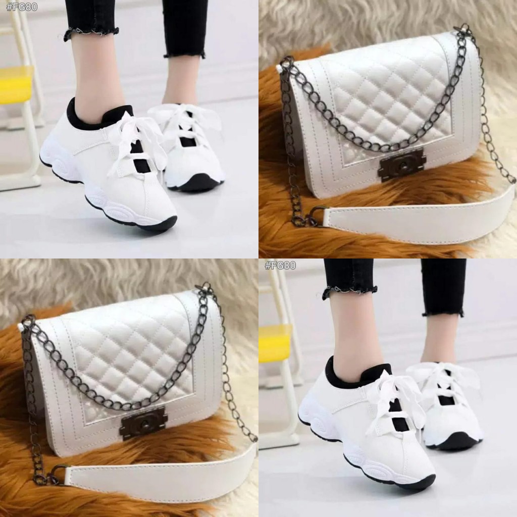 paket sneakers korea dan tas selempang terbaru dan best selller