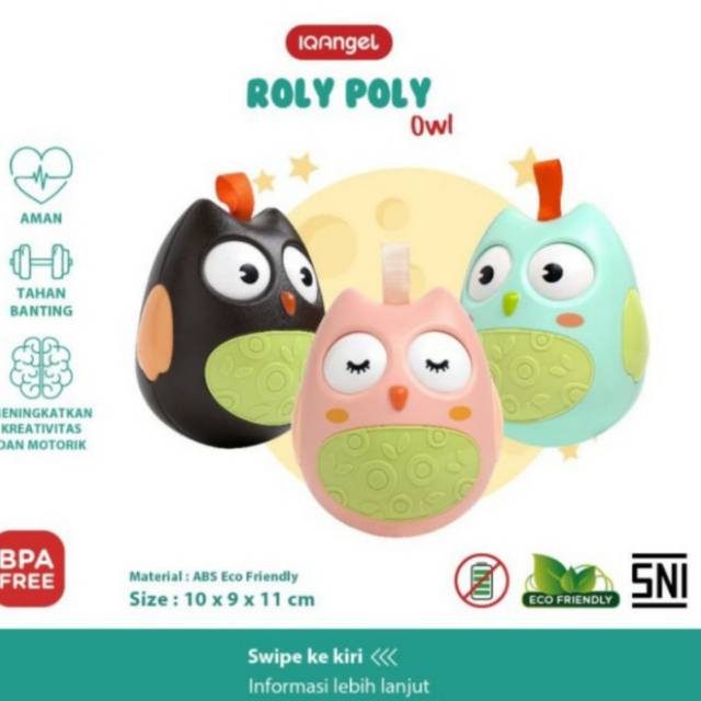 IQ Angel Roly Poly Owl Chime Rattle  Baby Toys Mainan Bayi Edukatif