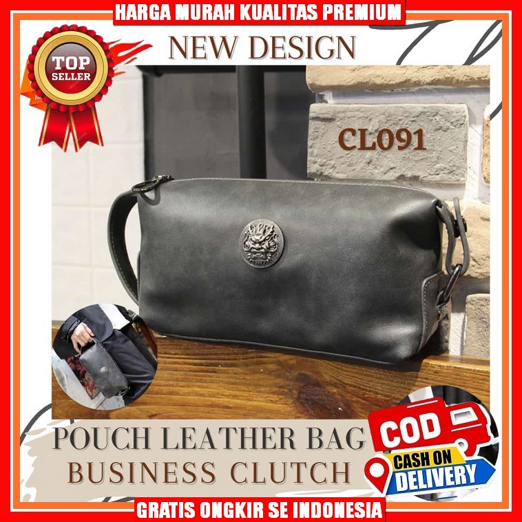 Tas Dompet Pria Handbag Clutch Hush Puppies Simple Lite Black Hitam Import Tas Cowok Murah Dompet Ta