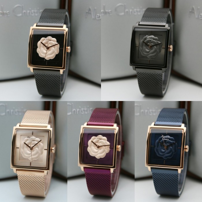 Alexandre Christie 2848 AC 2848 LH Ladies 3D Flower Dial Mesh Strap