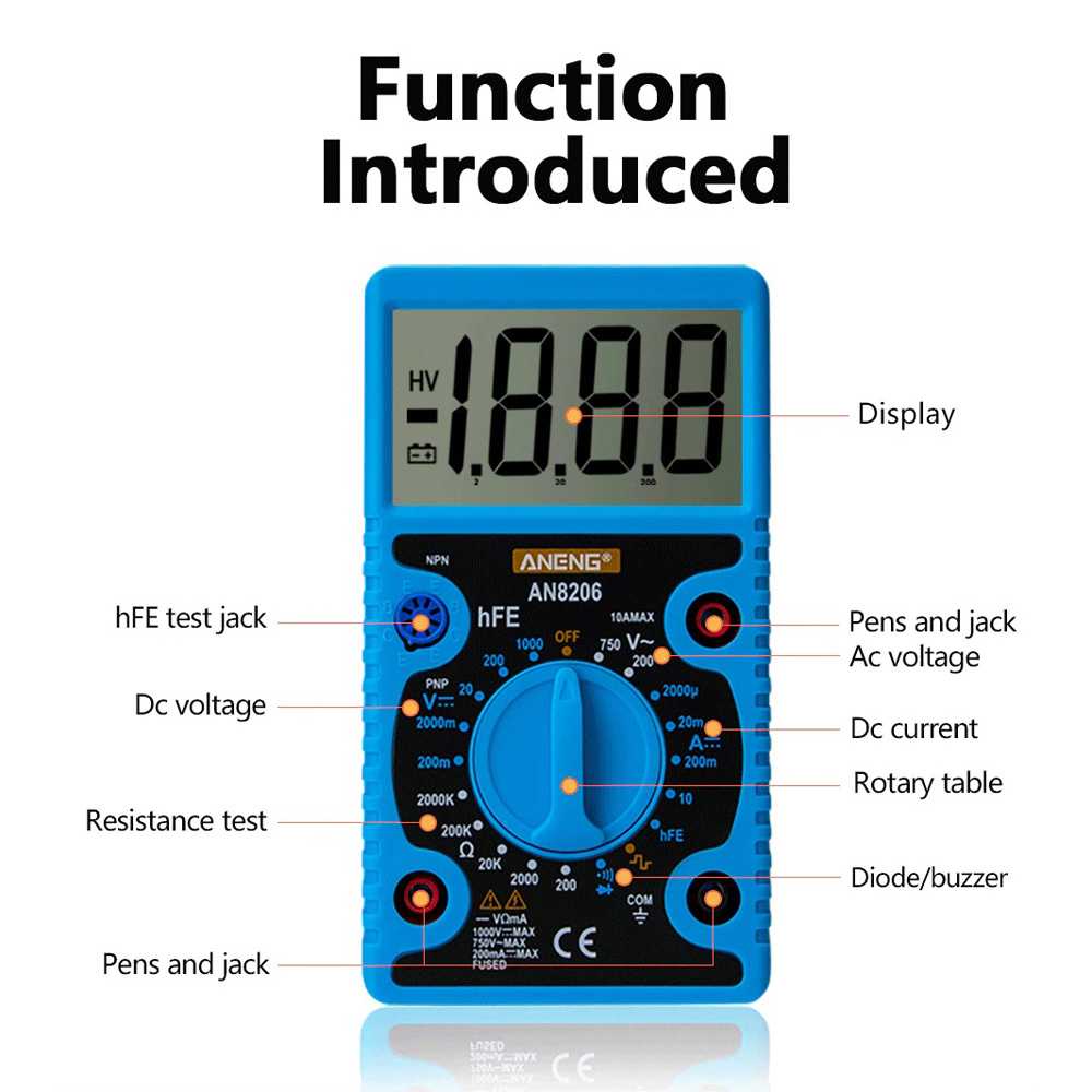 IDN TESTER - ANENG Digital Multimeter Voltage Tester Large Screen Display - AN8206