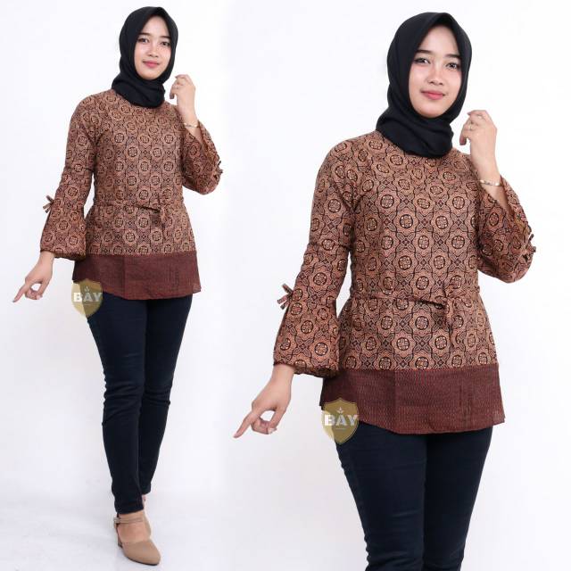 Atasan batik wanita Batik warna coklat