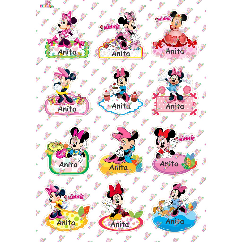 

LABEL NAMA MINNIE MOUSE 48 STIKER-ANTI AIR/ROBEK/LUNTUR-2 Nama MN1L2