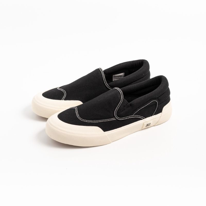 Sepatu Patrobas Slip On Black Beige Full Black