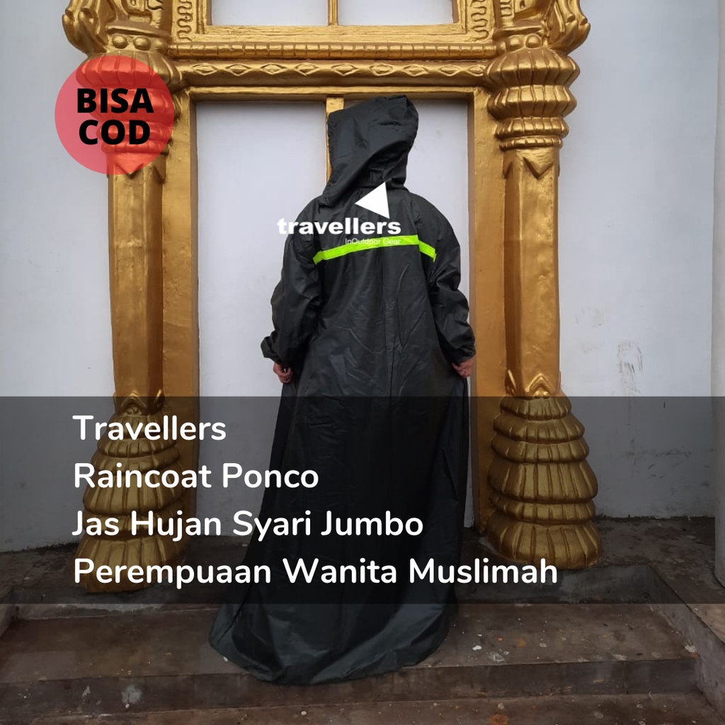 Jas Hujan Syari Jumbo Wanita Army Series