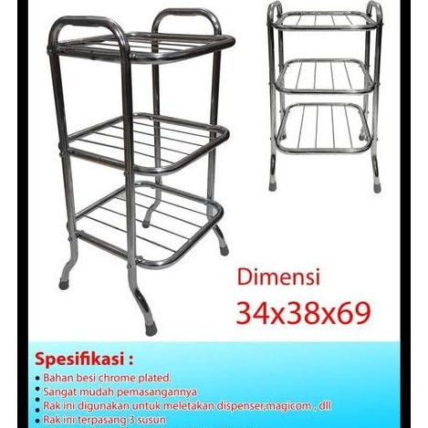 meja dispenser stainless 3 susun / Rak Serbaguna