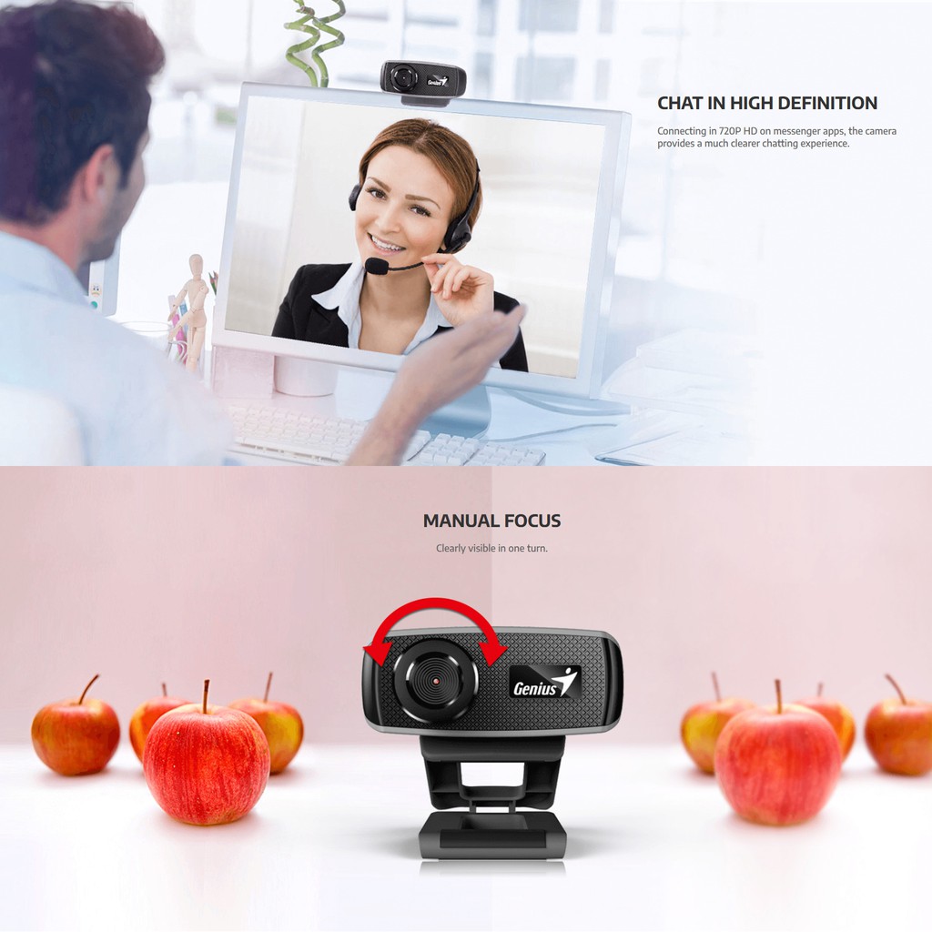 Genius FACECAM 1000X 720P HD WebCam - Webcam Gamer Laptop Komputer