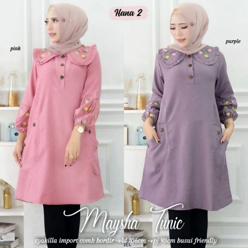 maysha tunik by hana /Fashion wanita /baju lebaran 2022