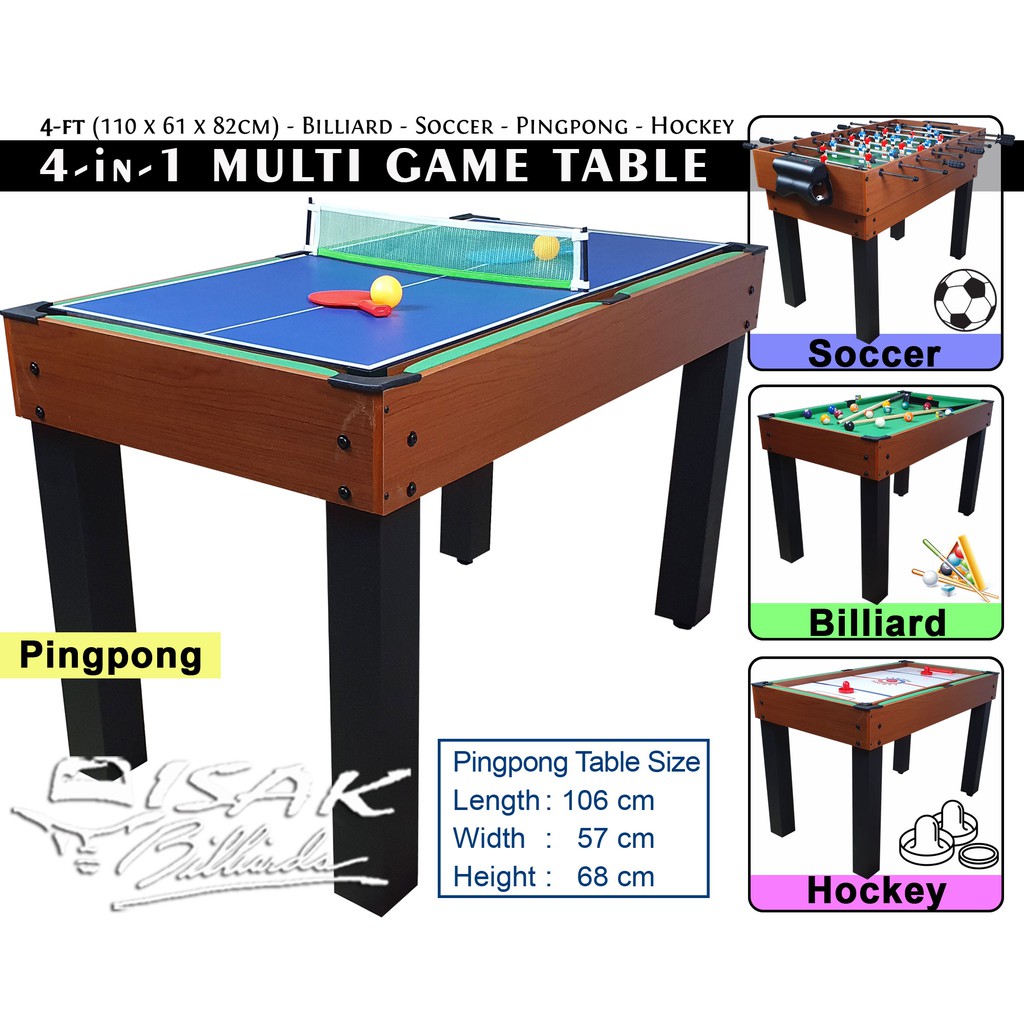 4 In 1 Multi Game Table Billiard Soccer Pingpong Hockey Meja Mainan Hadiah Anak Shopee Indonesia