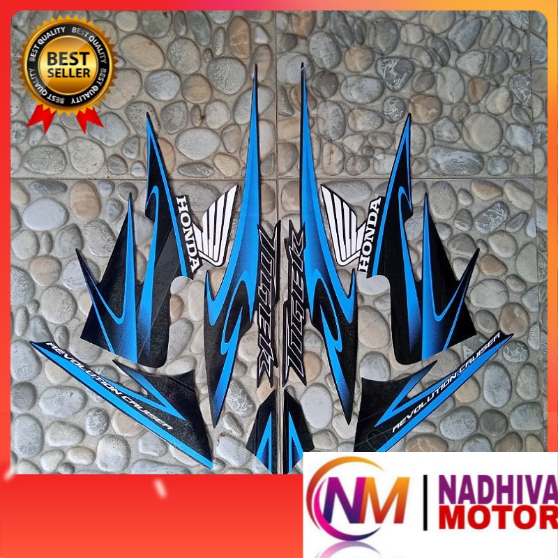 stiker striping Motor Honda Tiger Revo 2013 hitam biru