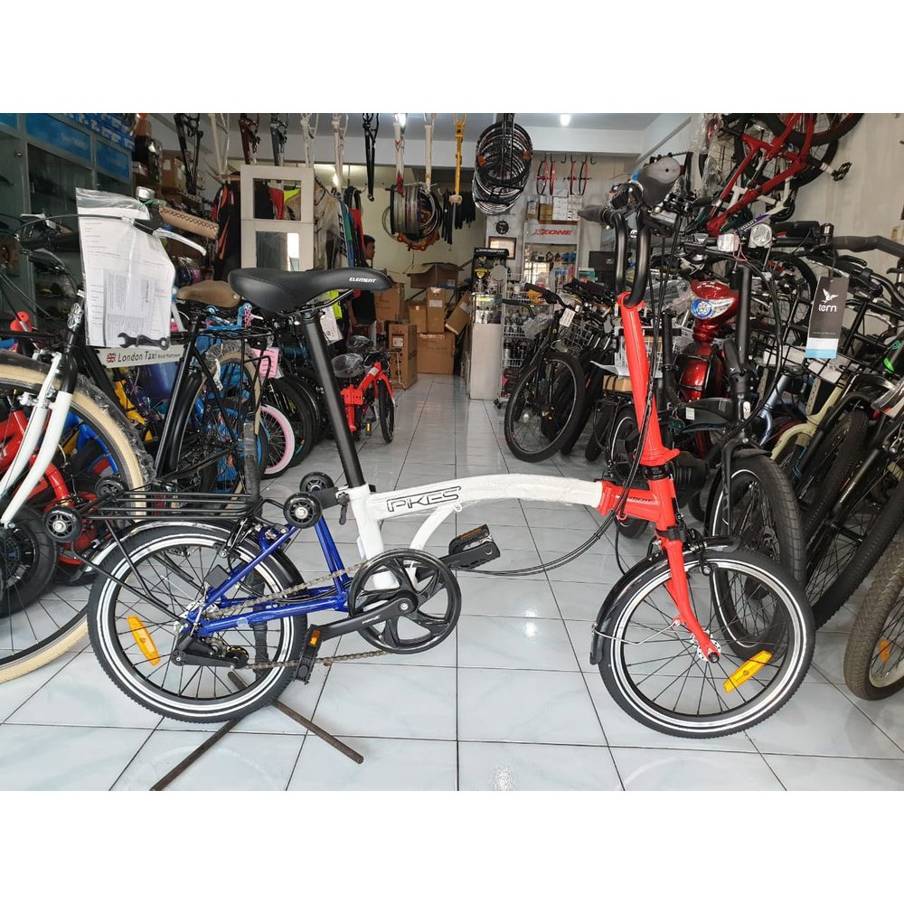 Sepeda Lipat 16 Inch Element Pikes 3 Speed FRANCE Red White Blue
