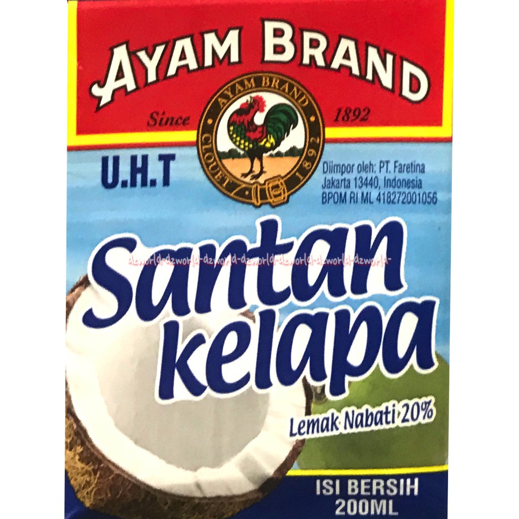 Ayam Brand 200ml Santan Kelapa Coconut Milk Tanpa Bahan Pengawet 200 ml Ayambrand Coconut Instan Santan Santen Instan Siap Pakai Instant