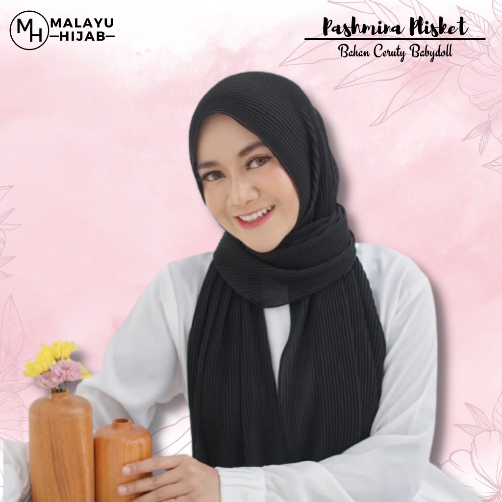 MALAYU HIJAB Kerudung Hijab Jilbab Pashmina Pasmina Plisket ceruty baby doll Fashion Muslim Wanita W