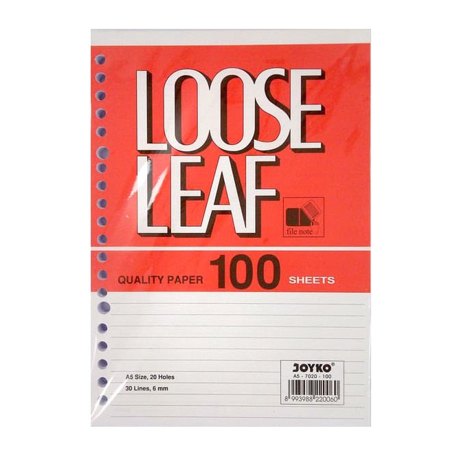 

Joyko Loose Leaf A5-7020-100 Bergaris Sheet 20 Holes Kertas Binder Garis Lines 100 Lembar ORIGINAL