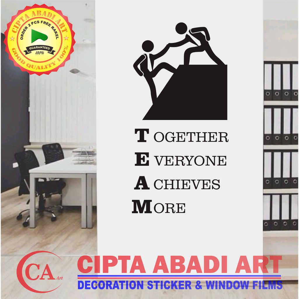 CUTTING STICKER,STIKER KACA,DINDING QUOTES TEAMWORK RUANG KERJA,KANTOR,RUMAH