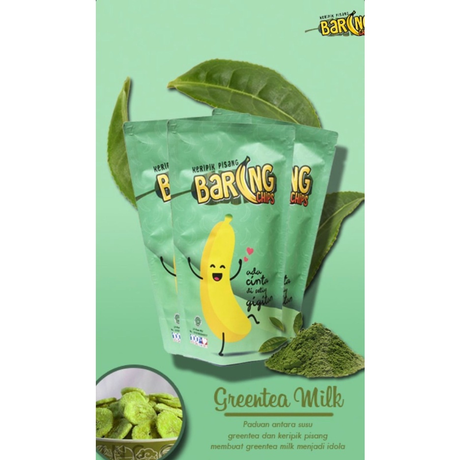 

Keripik Pisang Baring Chips Rasa Greentea Milk - ISI BANYAK Netto / Berat Bersih 140gr Keripik Pisang Bumbu Tebal & Renyah