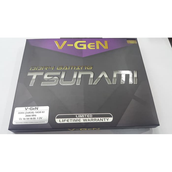 RAM DDR4 V-GeN TSUNAMI 16GB 2666MHz CL16 (2X8GB) - RAM GAMING OC VGEN