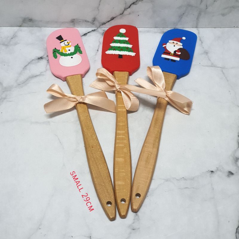 Small Xmas edition wooden silicone Spatula