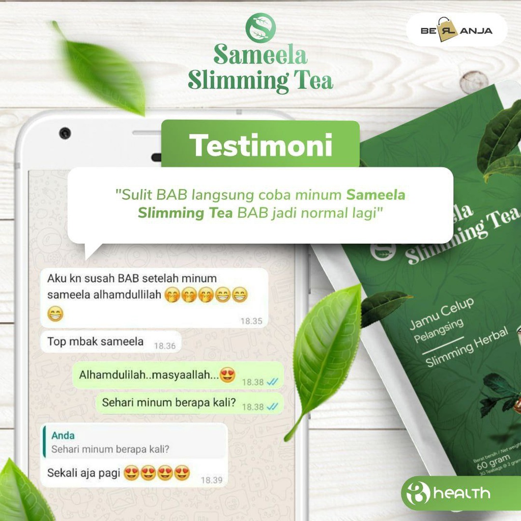 Pelangsing Sameela Teh Celup - Membantu Melancarkan Pencernaan dan Menurunkan Berat Badan