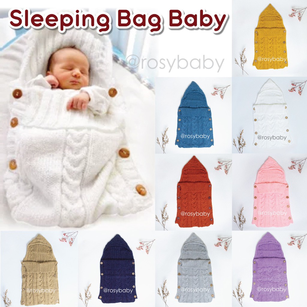 Sleeping Bag Rajut Selimut Bedong Bayi jaket rajut  knit jacket Hoodie bedong lembut Muslin Nerf