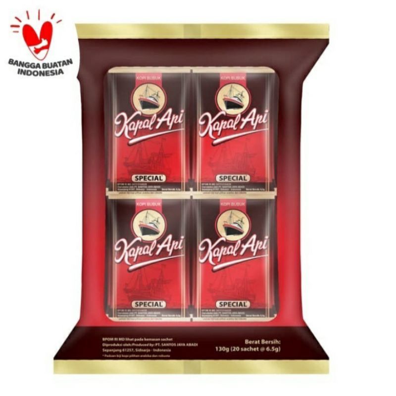 

Kapal Api Spesial Merah 20x6.5gr ( 1 plastik isi 20 kopi uk 6.5gr )