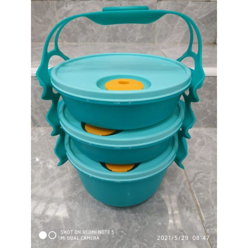 Rantang carry all bowl 3 susun tupperware tosca