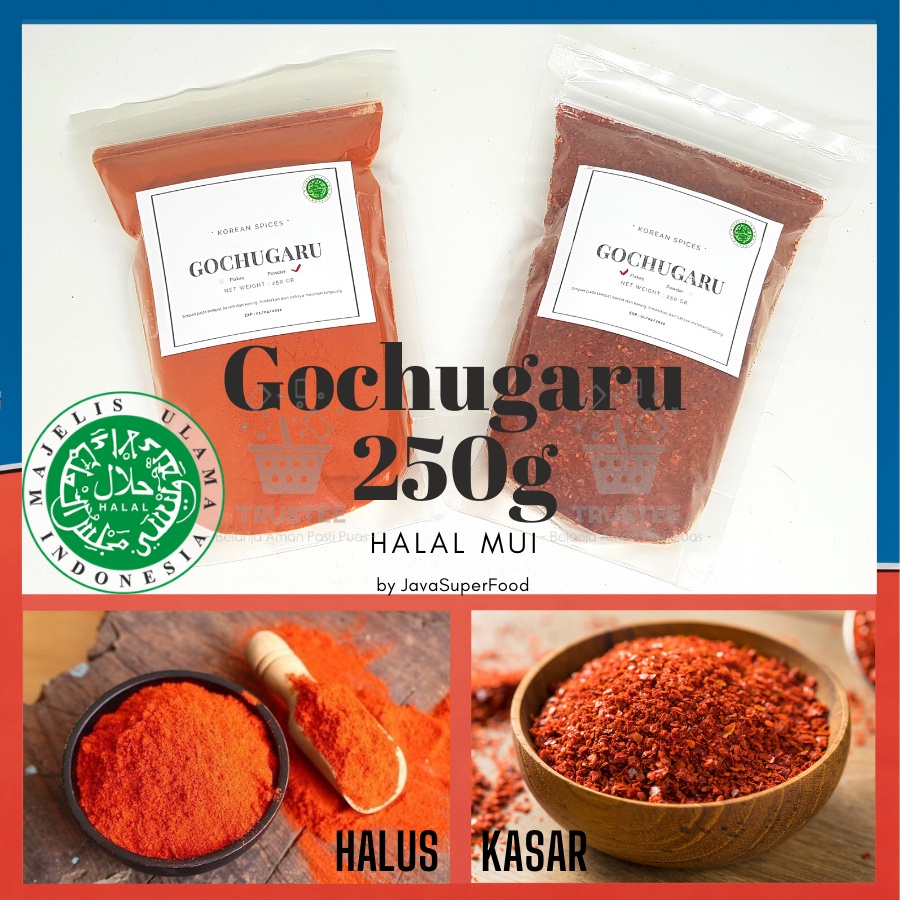 Gochugaru HALAL MUI/ Bubuk Cabe Cabai Red Pepper Powder Korea - Kasar &amp; Halus gochukaru 250 gr