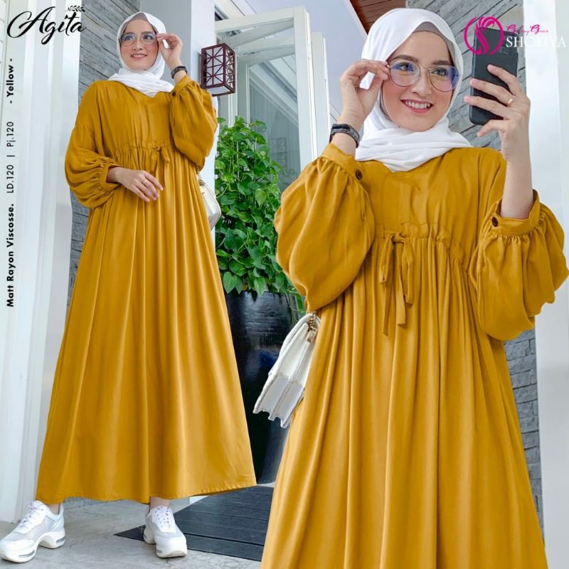 Agita midi dress super jumbo LD 120 serut dada