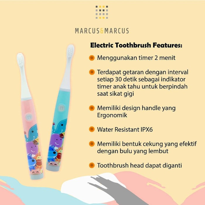 Marcus &amp; Marcus Kids Sonic Electric Toothbrush - Sikat Gigi Anak elektrik