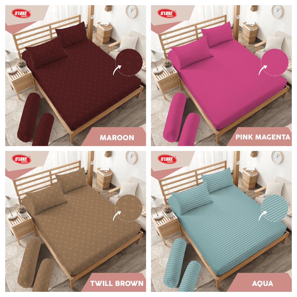 KINTAKUN ISTHANA - Sprei Polos KINTAKUN Dluxe 160x200 Motif Aqua/Pink Magenta/Twill Brown/Maroon