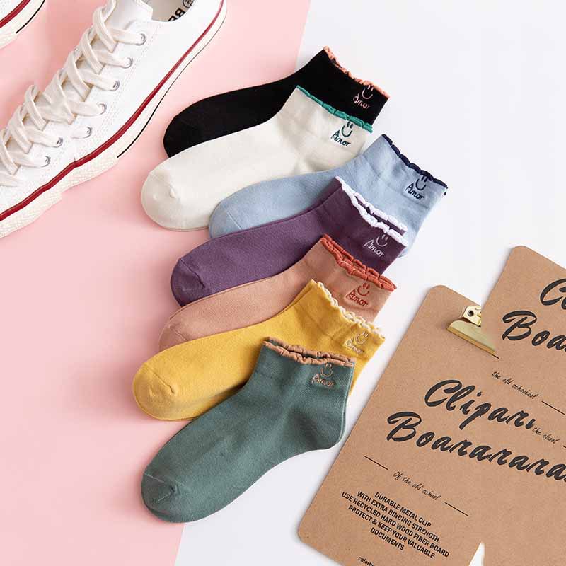 GO! KK815 Kaos Kaki Wanita Motif EMOJI SMILE Kaos Kaki Pendek Fashion Korean Unisex Semata Kaki Socks Import Ankle