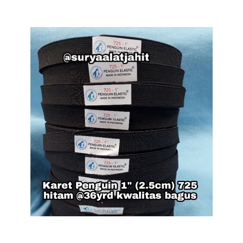 Karet Penguin (2.5cm) 725 Hitam bagus @1pcs =rp.65.850/36yrd