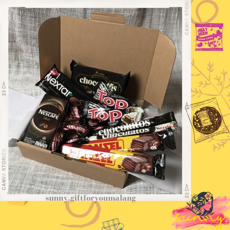 (SUNNY) HAMPERS MEN GIFT BOX SNACK THEME BLACK KADO UNIK ULTAH WISUDA ANNIV NATAL MALANG-SLIDE 3