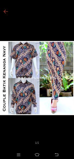 Couple Batik Kenanga Navy/ Rok Prisket Dan Hem
