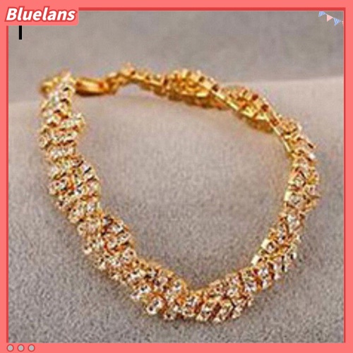 Bluelans Fashion Women Gold Silver Plated Clear Crystal Chain Bracelet Bangle Jewelry