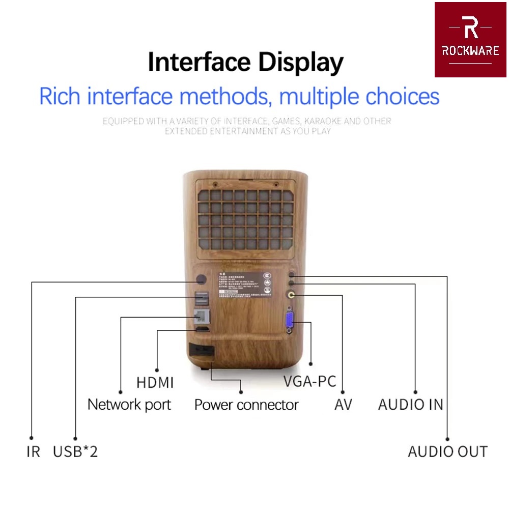 ROCKWARE BH908W Android Bluetooth Projector 800 ANSI