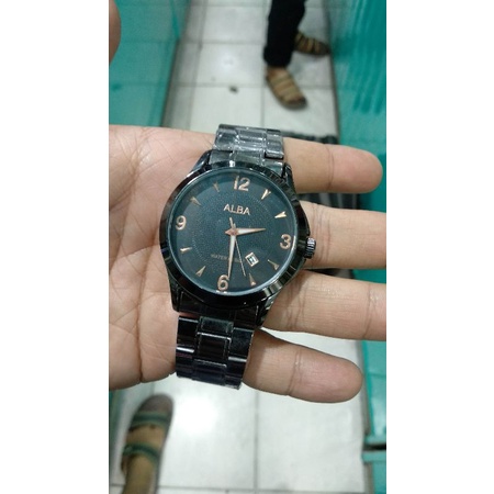 jam tangan pria alba all black stainles steel jam fashion pria