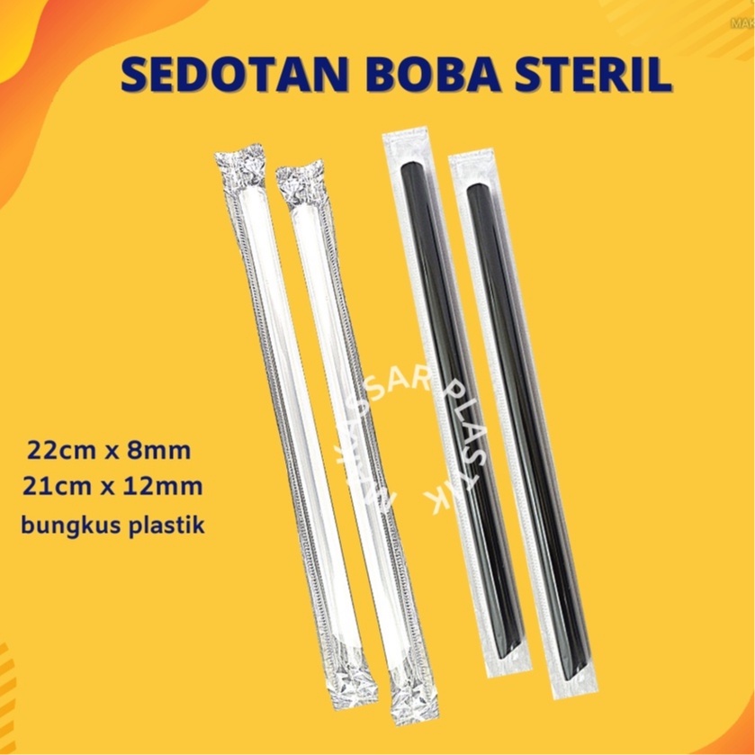 Sedotan Boba 12mm Steril Bungkus Plastik @100 Pcs