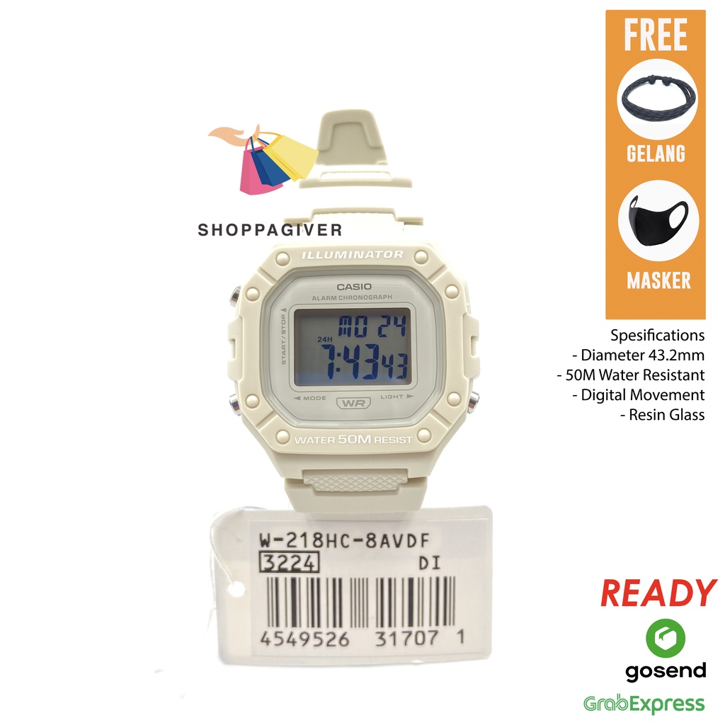 JAM TANGAN CASIO W-218HC / W-218HC-8A / W-218HC-8AVDF ORIGINAL DIGITAL UNISEX BERGARANSI